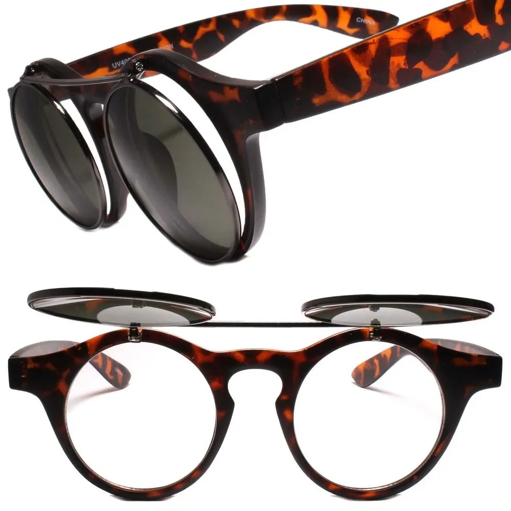 Lennon Dean Classic Vintage Retro 60s 70s Flip Up Sunglasses Tortoise Frame